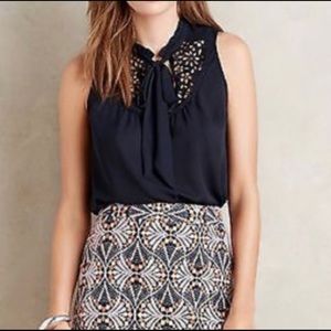 Anthropologie Maeve Bow Tie Collar Laser Cut